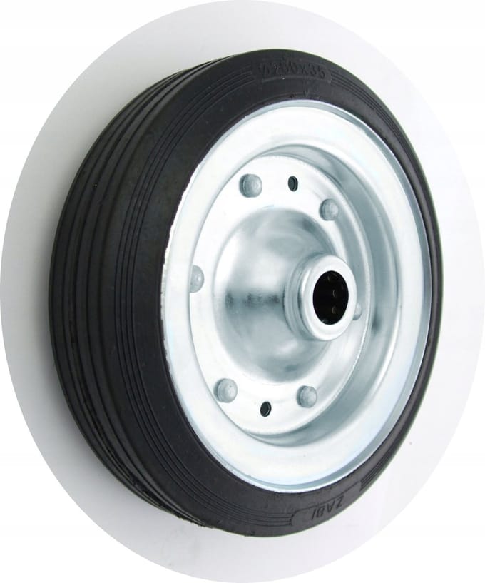 Metaal-rubber wiel 200 mm met as 61 mm, 180 kg belastbaar