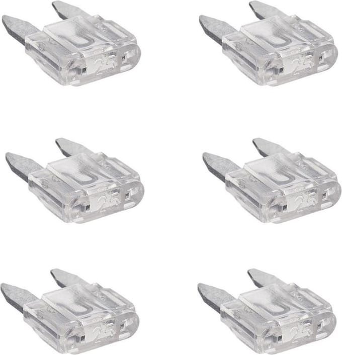 ProPlus Mini-steekzekeringen - 25 ampère - transparant - 6 stuks