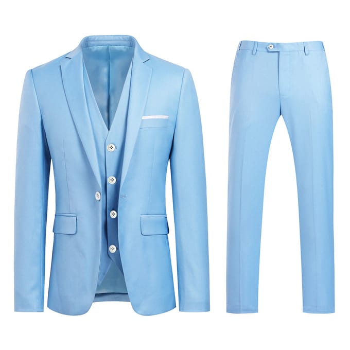 Stijlvol 3-delig lichtblauw slim-fit pak
