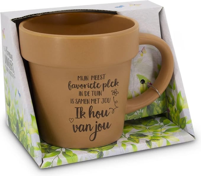 Mok - Bloempot - Groene vingers - Ik hou van jou
