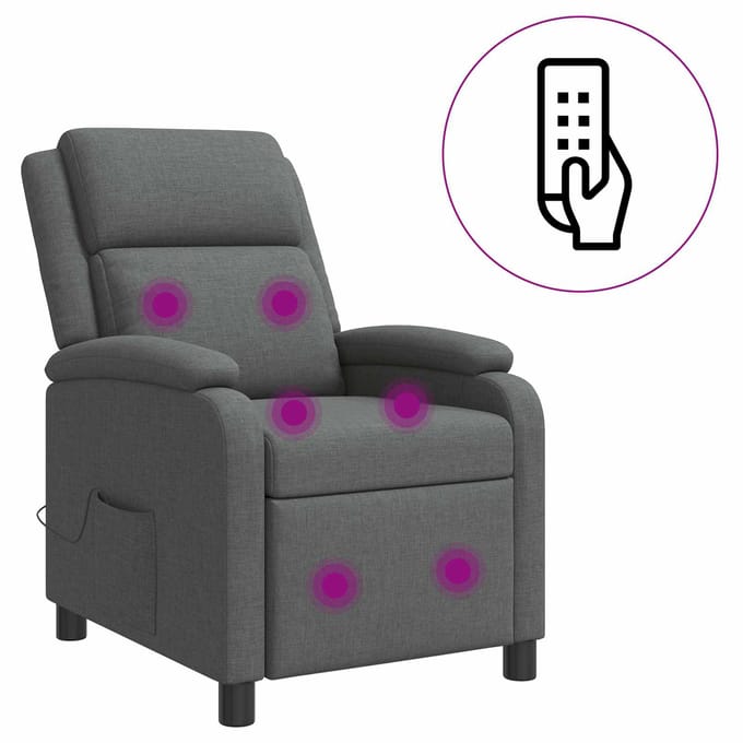 vidaXL - Massage - Relaxstoel - Donkergrijs - Stof