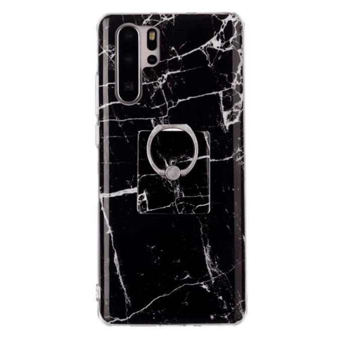 CaseBody Huawei P30 Pro Marble Case met Ringhouder Zwart