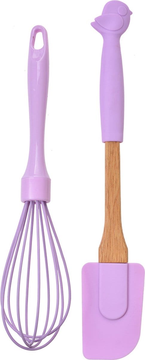 Clayre & Eef Keukengerei set van 2 Vogel 28x5 / 26x6 cm Paars Kunststof