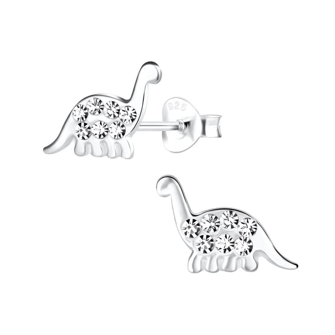 Oorbellen meisje dinosaurus - zilver - glitter