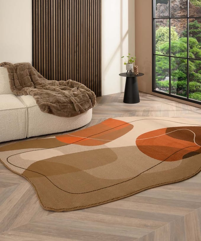 Organisch vloerkleed - Ease Stone terra 200x300
