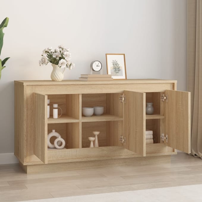 vidaXL - Dressoir - 102x35x55 - cm - bewerkt - hout - sonoma - eikenkleurig