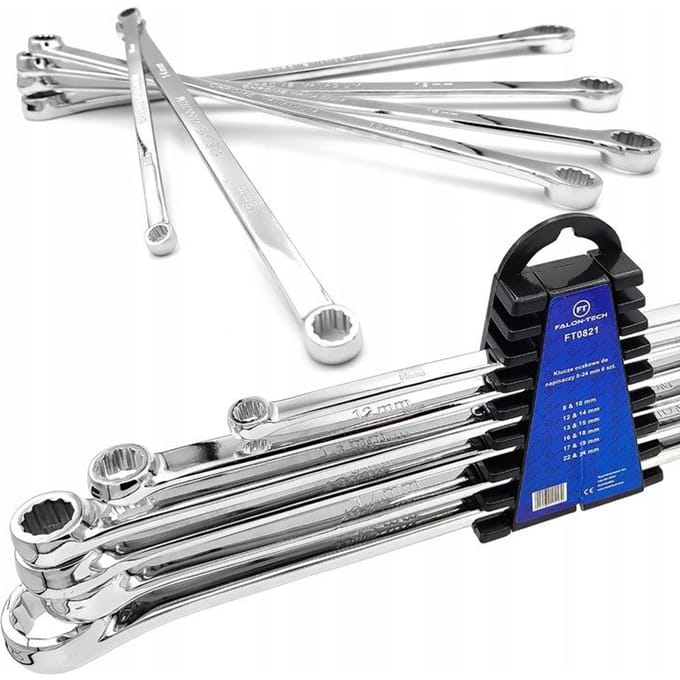 Lange Ringsteeksleutels Set 8-24mm 6 Stuks Chroom-Vanadium Staal