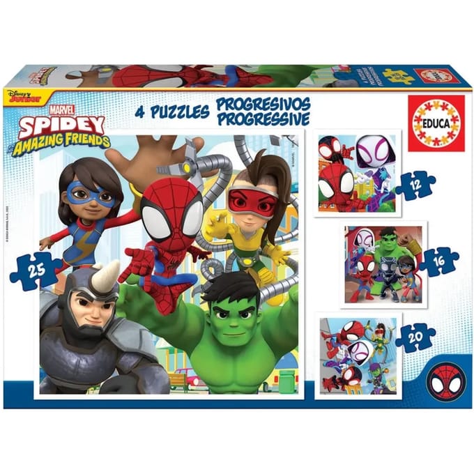 12-16-20-25 stukjes progressieve puzzel Educa Spidey
