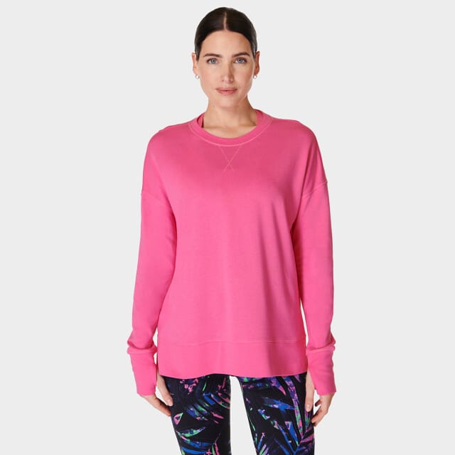 Sweaty Betty After Class Longline Sweatshirt ROZE - Maat M
