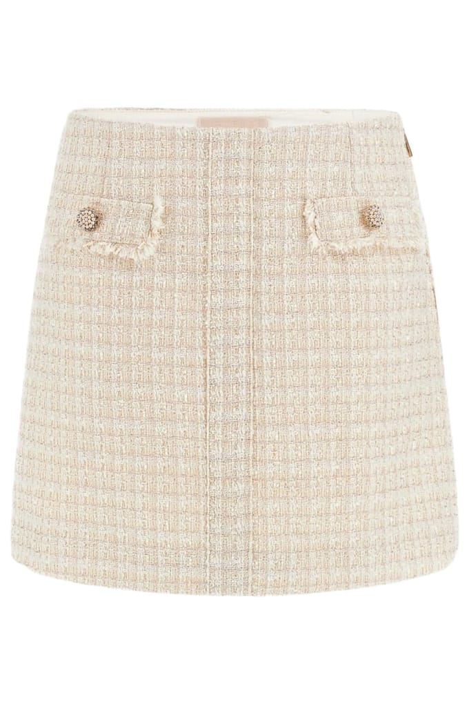 GUESS  Eco Daphnee Mini Flap Sk Cream Tweed Combo Taglia: M | Minigonne Outlet | Donna | Bianco