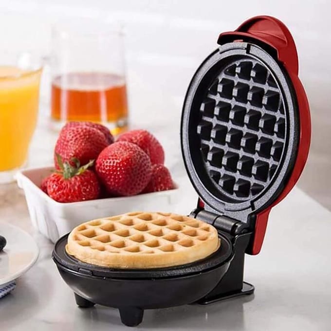 Automatische wafelmaker, rood, enkele wafel, panini, pannenkoek, kaas
