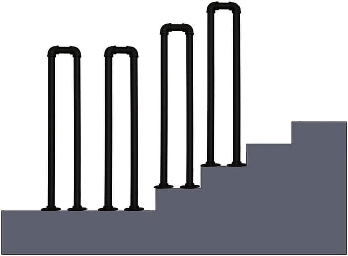 Trapleuning Ijzer - Trap Balustrade - Veiligheid Binnen Buiten - Smeedijzeren Constructie - 60 cm Lengte - Zwart