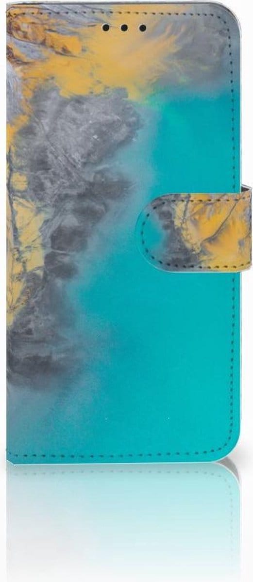 Huawei P30 Lite (2020) Bookcase Marble Blue Gold