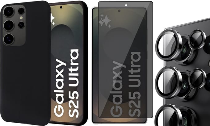 Hoesje geschikt voor Samsung Galaxy S25 Ultra - Privacy Screenprotector Volledig Dekkend Glas & Camera Protector - Mat Back Case Zwart