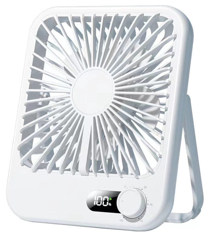 Bureauventilator oplaadbaar - 100 standen - LED display - 17 cm