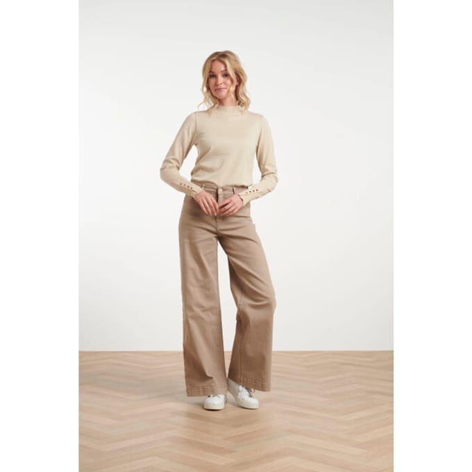 Smashed Lemon Broek met wijde pijpen in warme tint |