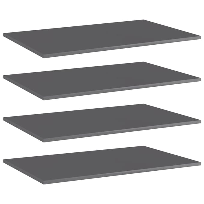 vidaXL - Wandschappen - 4 - st - 80x50x1,5 - cm - spaanplaat - hoogglans - grijs