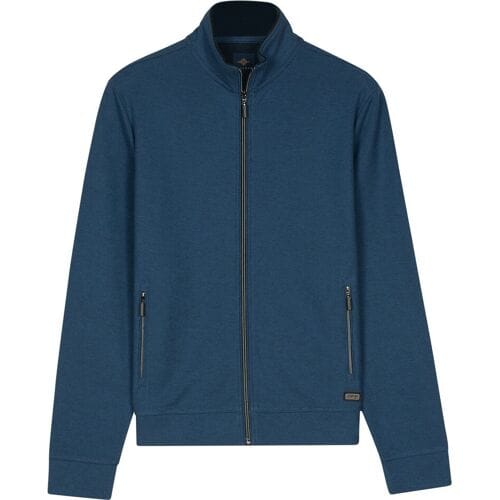 Baileys Vest Uni Color Fine Texture Sweat Cardigan Zip Jacquard Fabric Delft Blue / male
