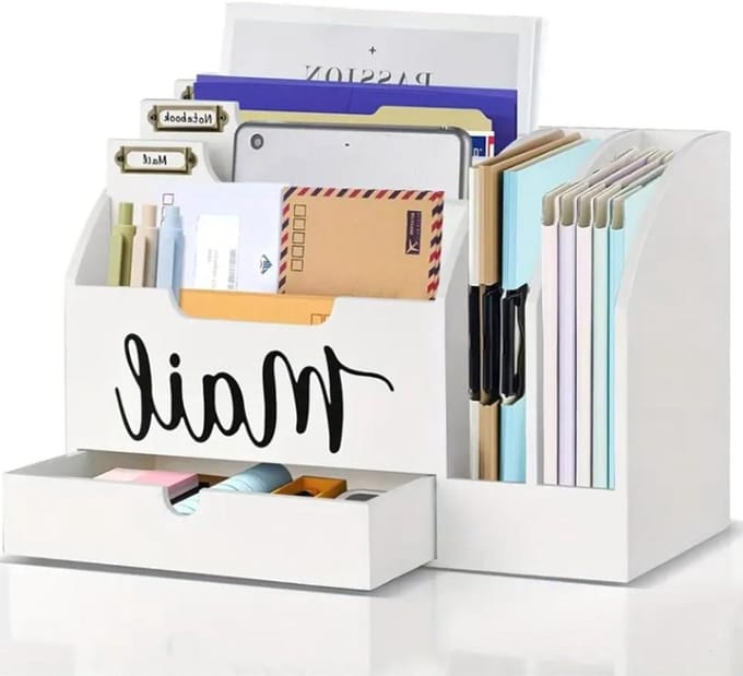 Brievenorganizer bureau - Post Sorter - Bureau organiseren - 6 compartimenten met lade - 37.9 x 17.8 x 25.6 cm