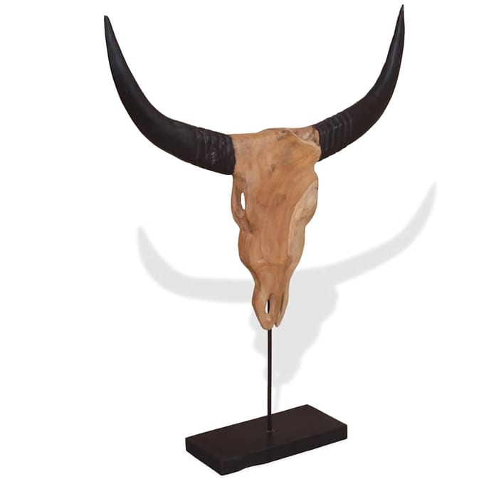 vidaXL - Stierenbeeld - 66x15x88 - cm - teakhout
