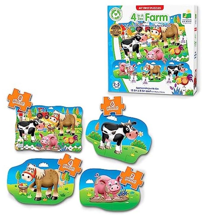 Eerste Puzzel Set - Leerpuzzels Boerderij - Ontwikkeling Kind - Grote Stukken - 4 Puzzels - Meerkleurig