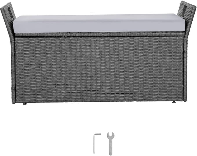 Tuinbank met Opbergruimte PE Rotan 104x45x52cm