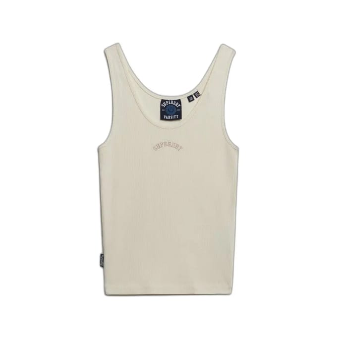 Superdry Essential Logo Scoop Mouwloos T-shirt Beige M Vrouw