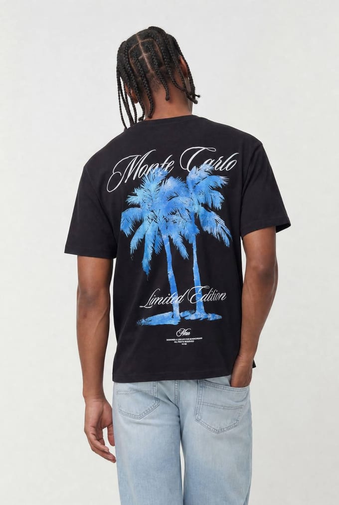 Oversized Monte Carlo T-shirt Met Palmboomprint | Black | Size XL