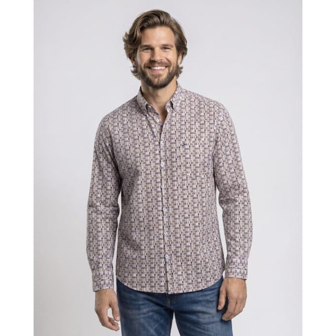 Campbell Casual Overhemd Bruin Heren