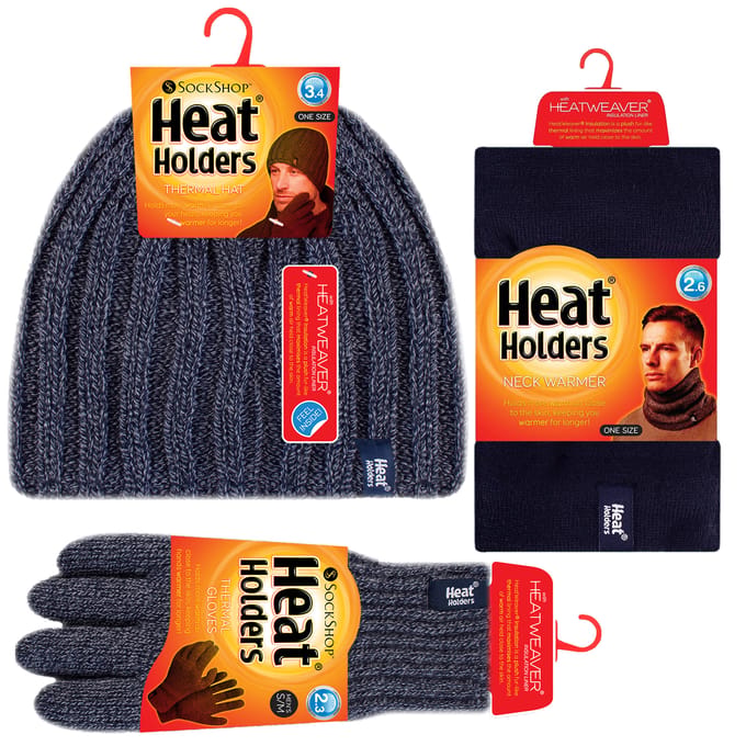 Heat Holders herenhoed, nekwarmer handschoenen set - Marine