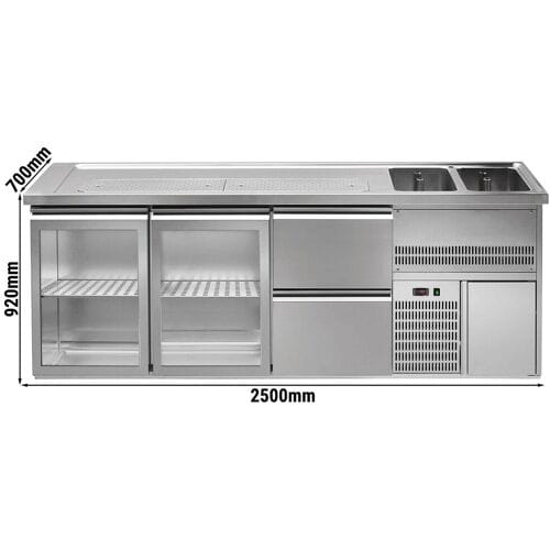 GGM Gastro Biertheke Premium PLUS - 2500x700mm - 2 Glastüren & 2 Schubladen