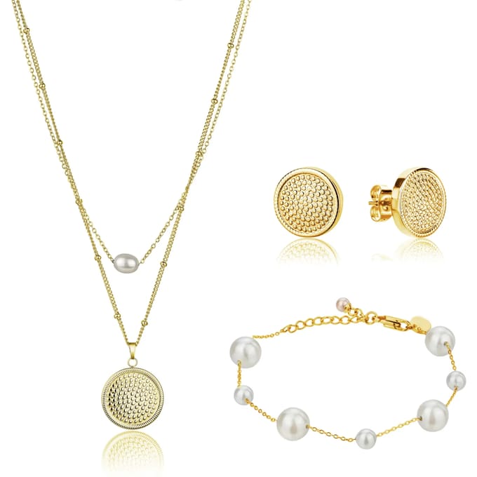 Ketting, armband en oorbellen set Isabella Ford Hilda Pearl