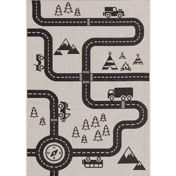 Kinderkamer tapijt Yellow Tipi Car Road