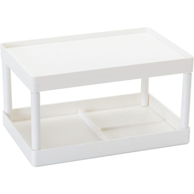 Dubbellaags Desktop Opbergrek Moderne Stijl Grote Capaciteit Kantoor Opbergplank voor Make-up en white