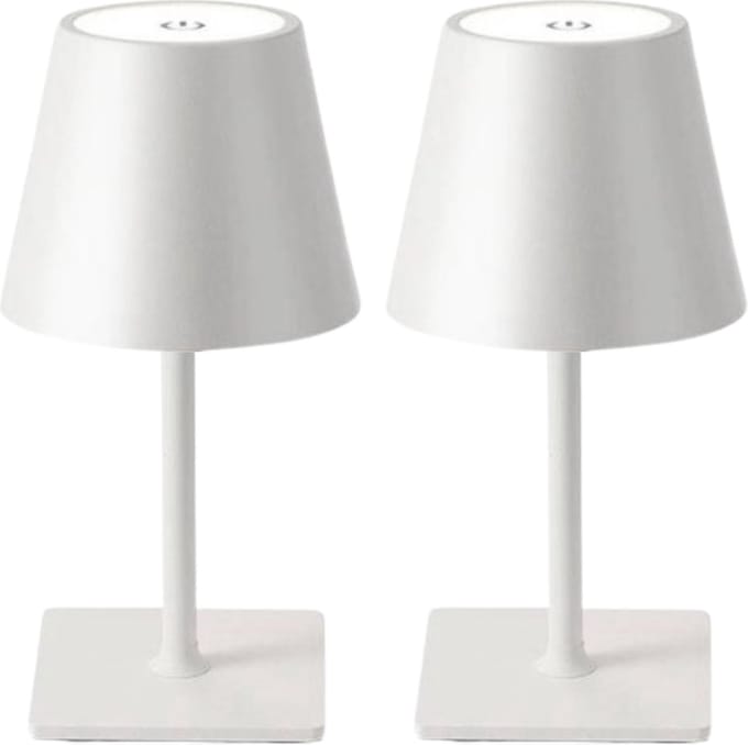 Tafellamp Oplaadbaar – 2 stuks - Draadloos en dimbaar – Touch lamp – 26 cm – Waterdicht - Wit