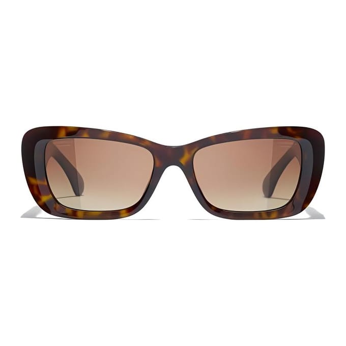 CHANEL Logo Design Acetaat Onregelmatige Zonnebril Dames Schildpad zwart