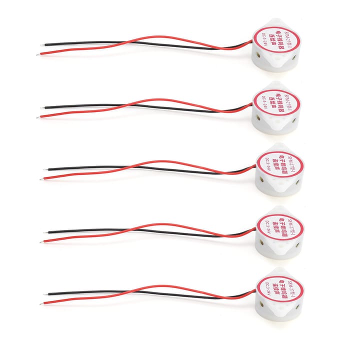 5 Stuks Alarm Zoemer Continu Piepen Piëzo Actief Hoog Decibel Signaal Geluidsgever 95dB DC324V(Wit ) white