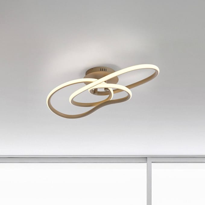 Paul Neuhaus LED plafondlamp TWIST, beige, lengte 90 cm, metaal, Switchdim