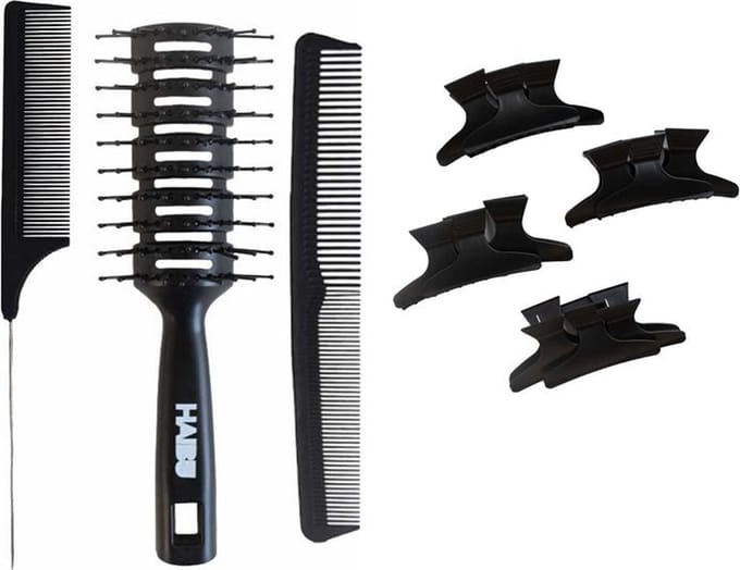 Haibu Essentials Kappersset - Haarborstel - Knipkam - Puntkam - Haarclip