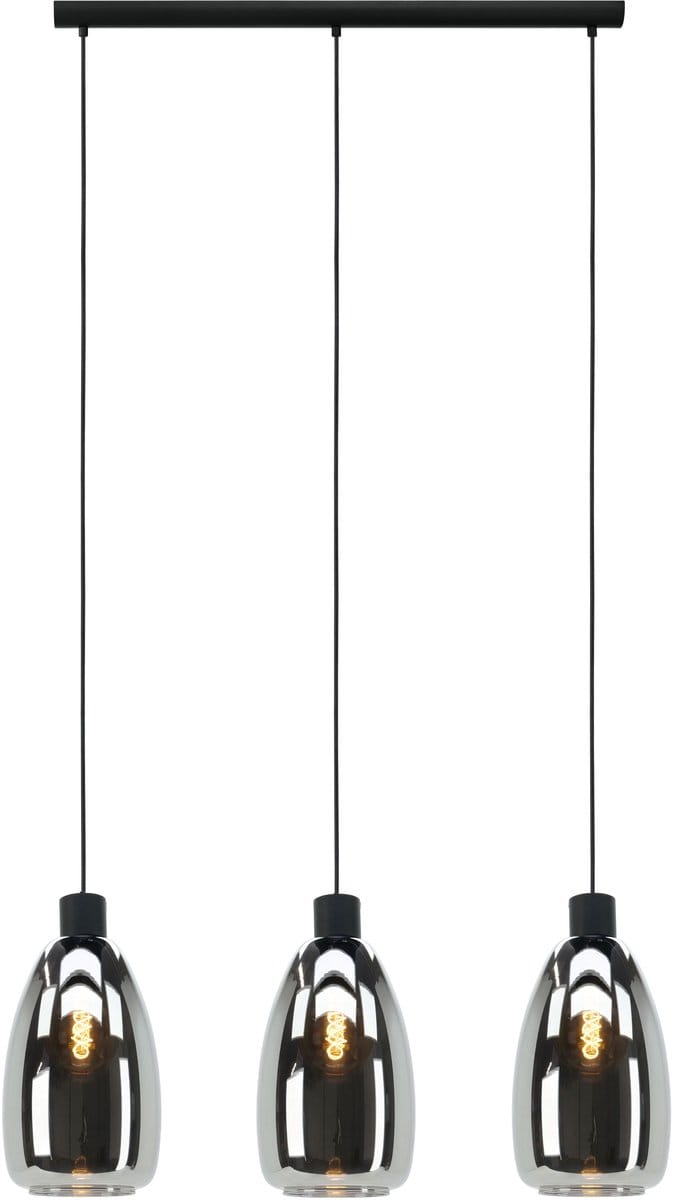 EGLO Chelvey Hanglamp - E27 - 89,5 cm - Glas, metaal - Zwart