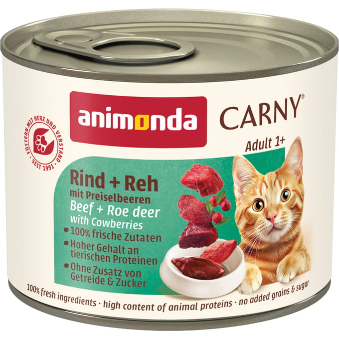 Animonda Carny Adult - Rund met Hert en Koebes - 6 x 200 gram