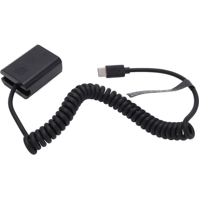 Type C-voedingsadapter DC-koppelstuk FW50 volledig gedecodeerde dummybatterij voor Sony A6000 A6500 A9 A7 black