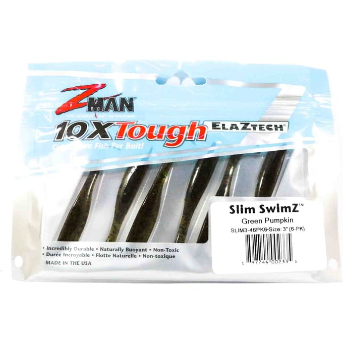 Zman Soft Lure Slim SwimZ 3 Inch 6/Pack Groene Pompoen (2335)