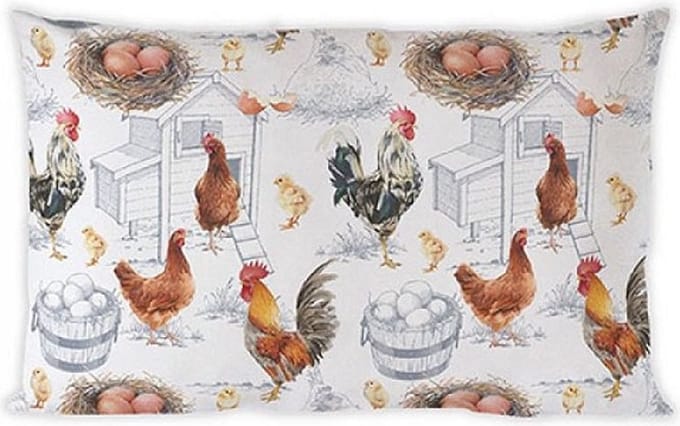 Ambiente Kussenhoes met leuke kippenprint 50 x 30 cm