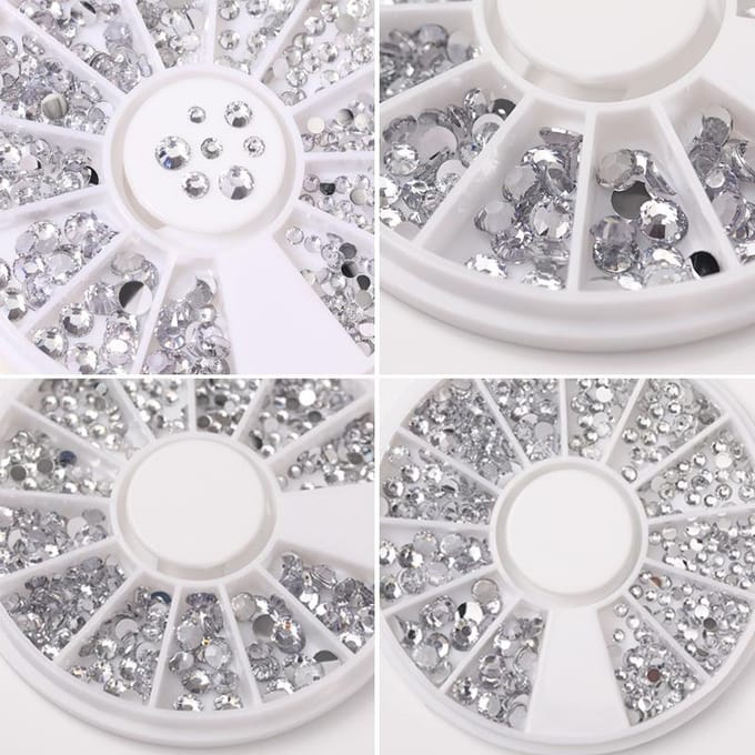 1 doos ronde strass steentjes voor acryl UV gel nail art #8 wit
