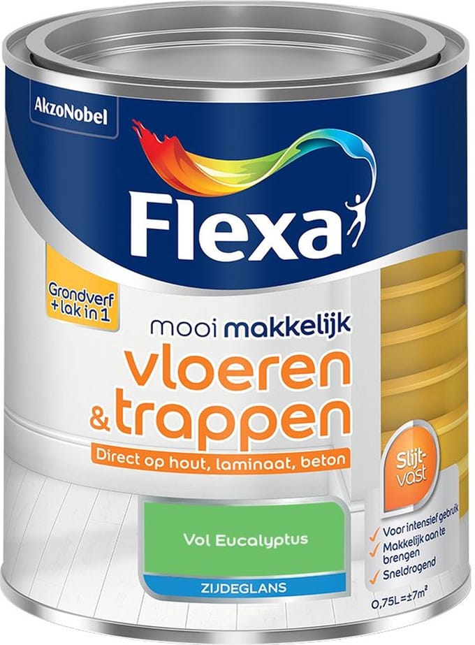 Flexa - Mooi Makkelijk Vloeren & Trappen Zijdeglans - Vol Eucalyptus - Mengverf - 750 Ml