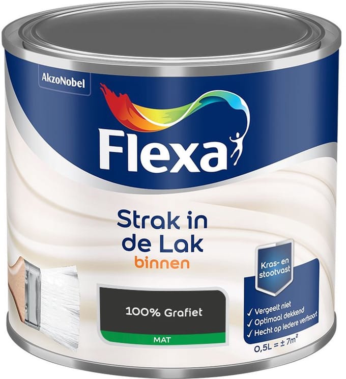 Flexa - Strak In De Lak Binnenlak Mat - 100% Grafiet - Mengverf - 500 Ml