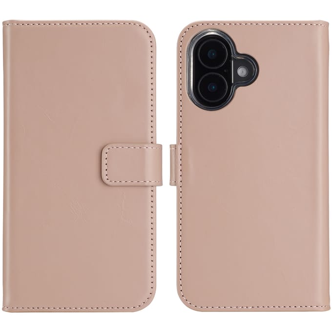 Selencia Hoesje - Geschikt voor Apple iPhone 16 Plus - Echt Lederen Bookcase - Dusty Pink