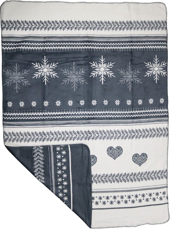plaid sneeuw harten grijs 130x180cm*