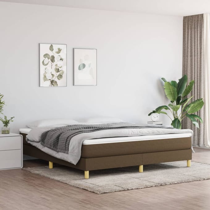 vidaXL - Boxspring - bed - stof - donkerbruin - 180x200 - cm